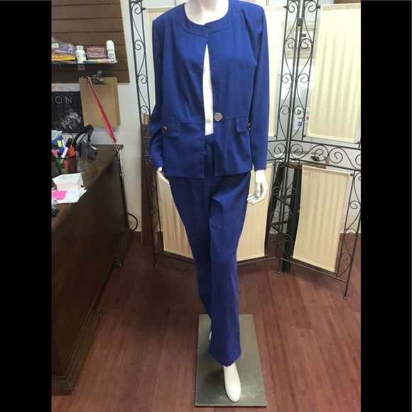 Other - Blue Faux suede like suit pants and blazer
